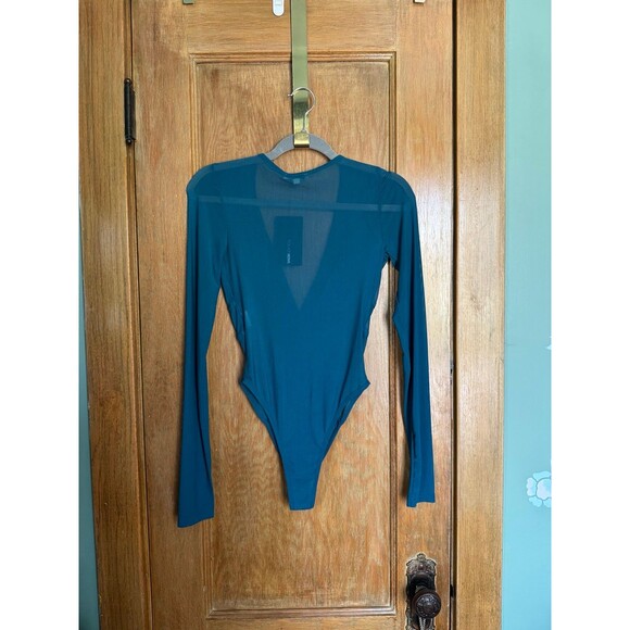 Bright blue sheer long sleeve bodysuit - Picture 5 of 8